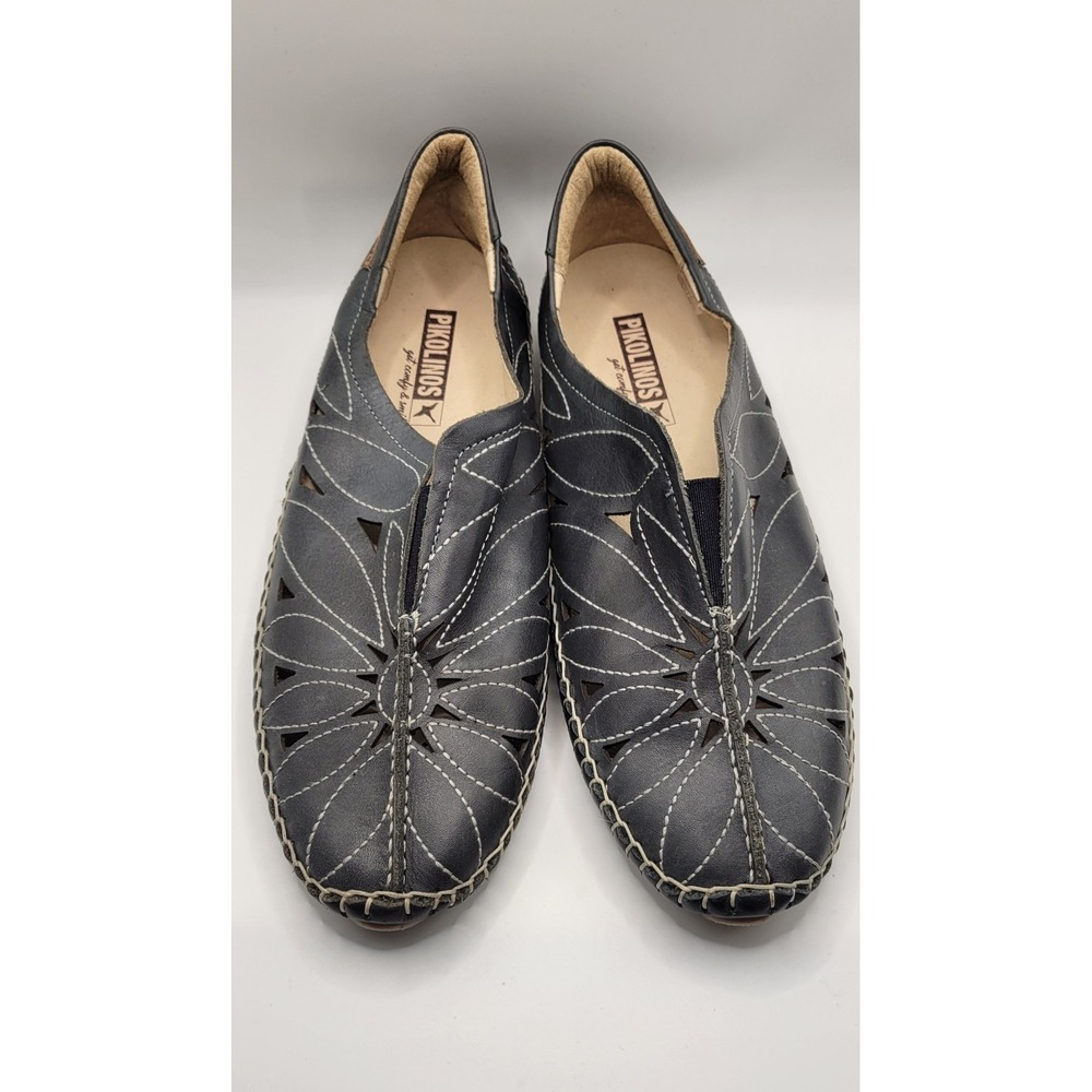Dark Gray Leather Pikolinos Vented Slip On Driving Loafers Size 37